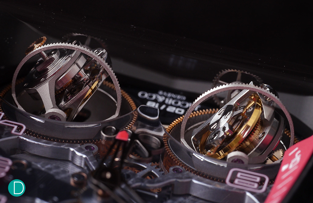 Detail of the twin triple axis tourbillons.