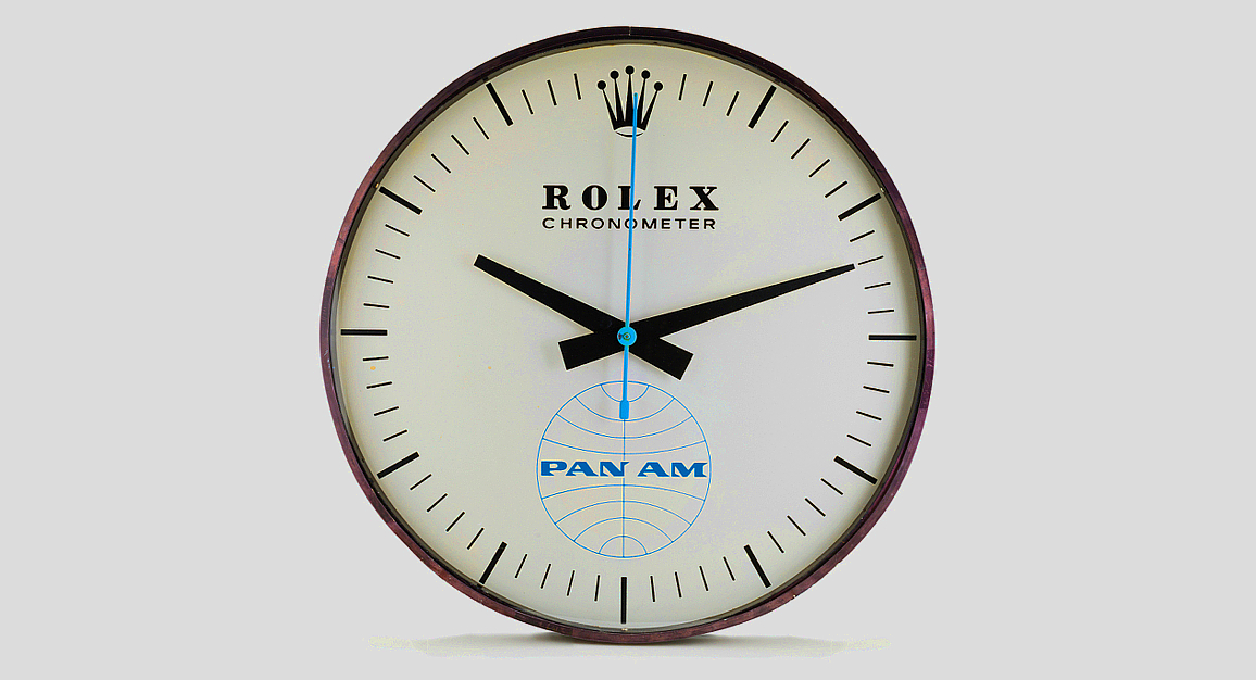 ROLEX - PAN-AM AIRLINES ELECTRIC WALL CLOCK evidenza